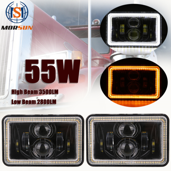 Faro quadrato a LED 4x6 pollici con fascio Hi / Lo per Jeep e Kenworth