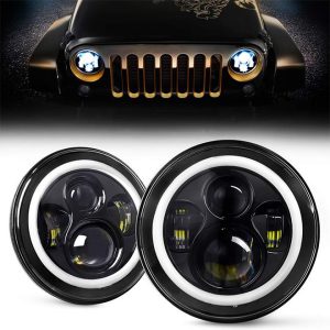 Luci a LED da 7 pollici Halo per Jeep Wrangler JK CJ TJ Harley Davidson Hummer H2 Royal Enfield Accessori auto