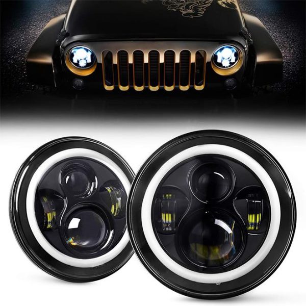 Luci a LED da 7 pollici Halo per Jeep Wrangler JK CJ TJ Harley Davidson Hummer H2 Royal Enfield Accessori auto