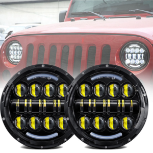 Faro principale da 7 pollici 80W per Jeep Wrangler JK con luce di marcia diurna