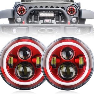 Luci Halo rosse da 7 pollici per Jeep Wrangler Fari Halo rossi per Jeep Wrangler JK