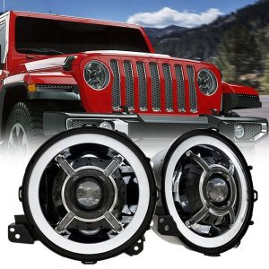 Kit di conversione faro a LED rotondo Halo da 9 pollici per Jeep Wrangler JL