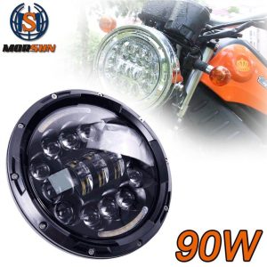 Faro LED cromato nero per Jeep JK TJ FJ DRL 90W Luce rotonda con moto Halo