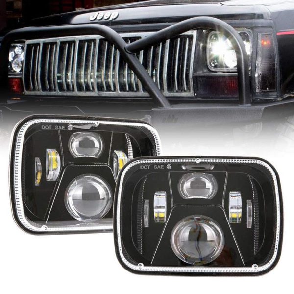 Faro rettangolare a LED 5x7 pollici 60W con fascio Hi / Lo per Jeep YJ XJ MJ e per fuoristrada