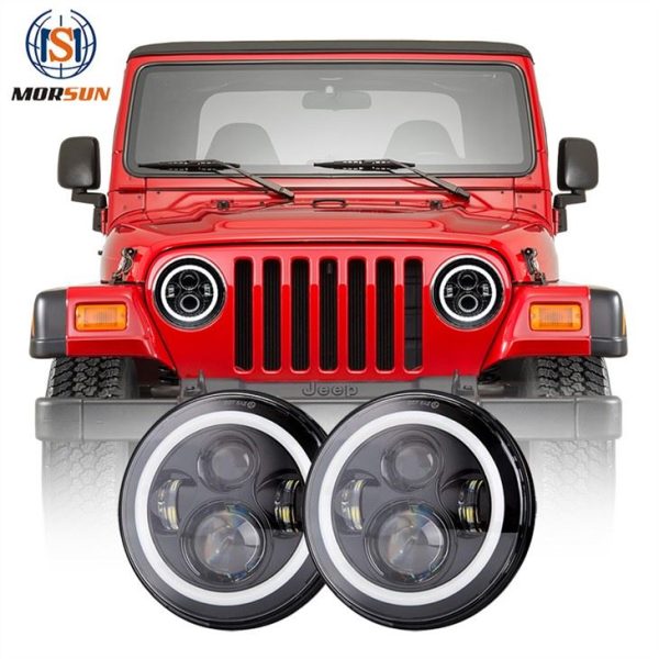 Dot 7 Led Headlight Halo per Jeep Wrangler TJ Accessori Auto LED Proiettore Faro Obiettivo per Jeep TJ 1997-2006 JK CJ7 LJ