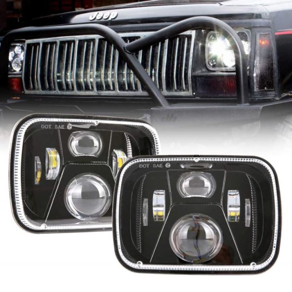 DOT approvato 5x7 pollici 60W LED quadrato faro sigillato fascio Hi / Lo nero / argento per Jeep YJ XJ MJ e per fuoristrada