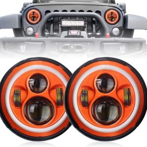 DOT Emark 7 Pollici Round Orange Halo Lights per Jeep Wrangler JK TJ LJ e Harley Davidson Moto