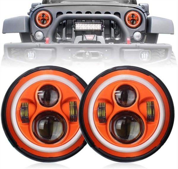 DOT Emark 7 Pollici Round Orange Halo Lights per Jeep Wrangler JK TJ LJ e Harley Davidson Moto