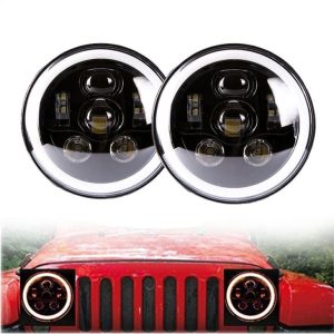 Morsun Black Chrome 58w Testata a LED rotondo per 07-17 Jeep Wrangler Unlimited JK 4 Porte