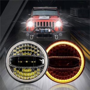 Faro LED Morsun per Jeep Harley Fari rotondi da 7 pollici Hi-lo Beam con Angel Eyes 12v 108W