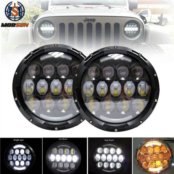 Faro rotondo a LED Morsun da 7 pollici da 105 W per proiettore Wrangler JK Car con DRL Halo