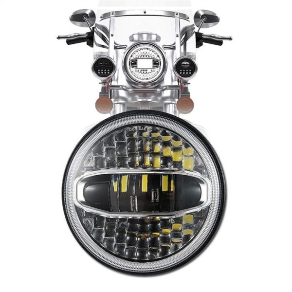 Morsun 7 pollici faro moto led con alone per Jeep Wrangler JK Royal Enfield