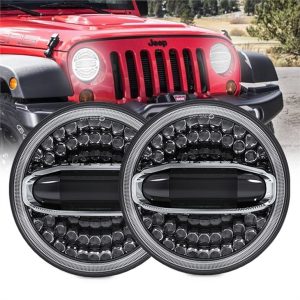 Fari tondi a led Morsun da 7 pollici per Jeep Wrangler JK 2007-2017 con alone bianco giallo