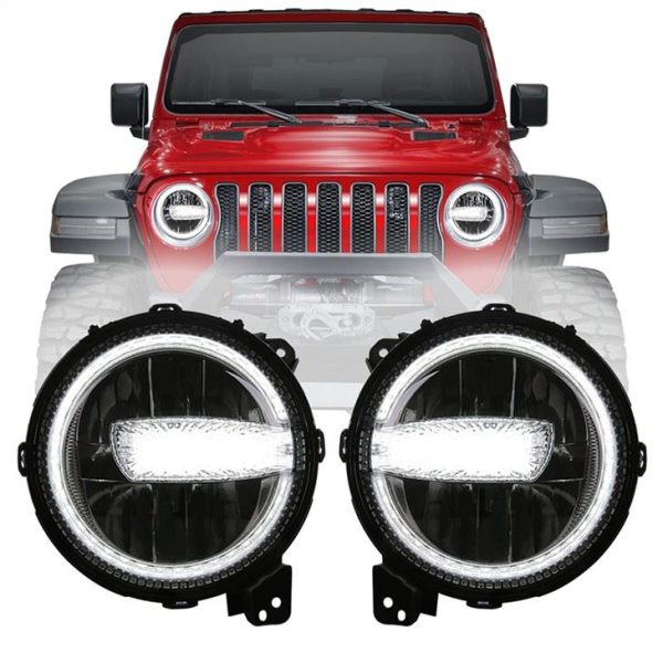 Morsun 9INCH LED Faro Bianco DRL Per Jeep Wrangler JL Rubicon 2018 2019