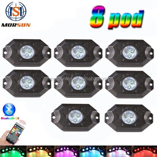 Morsun Auto Parts Wireless Rock Lights con controllo APP per Jeep Wrangler UTV ATV Music Play 8Pod