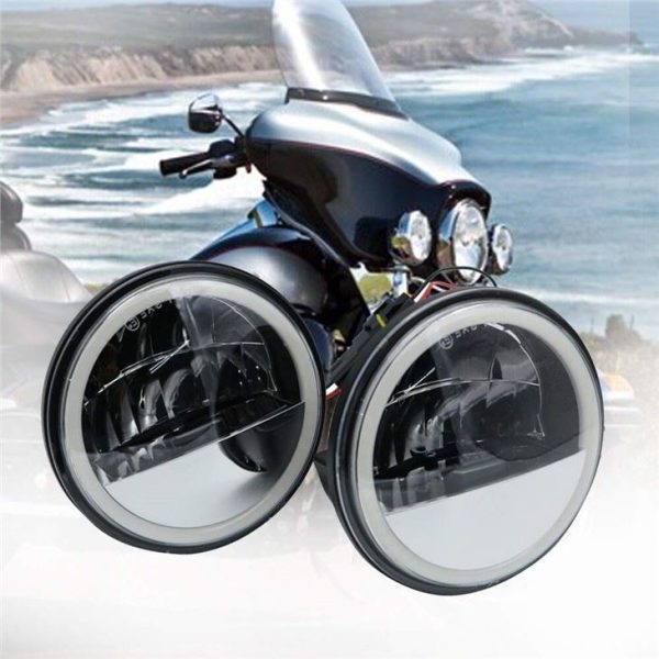 Morsun LED Guida fendinebbia per fendinebbia Harley-Davidson con occhi d'angelo DRL