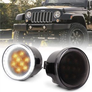 Morsun Led Indicatore di Direzione Con Halo Per Jeep Wrangler Jk 07-14 Luce Griglia Anteriore