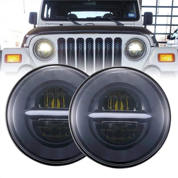 Fari anteriori a LED rotondi Morsun con faro anteriore DRL Halo Angel Eyes per Jeep Wrangler JK