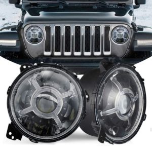 I più recenti fari a LED da 9 pollici rotondi Halo DRL per Jeep Wrangler JL 2018 2019 aggiornato faro a fascio basso alto con luci diurne