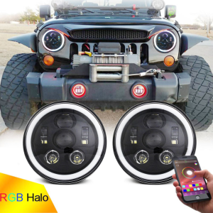 Faro a LED RGB Halo da 7 pollici per faro multifunzione Jeep Wrangler JK JL RGB